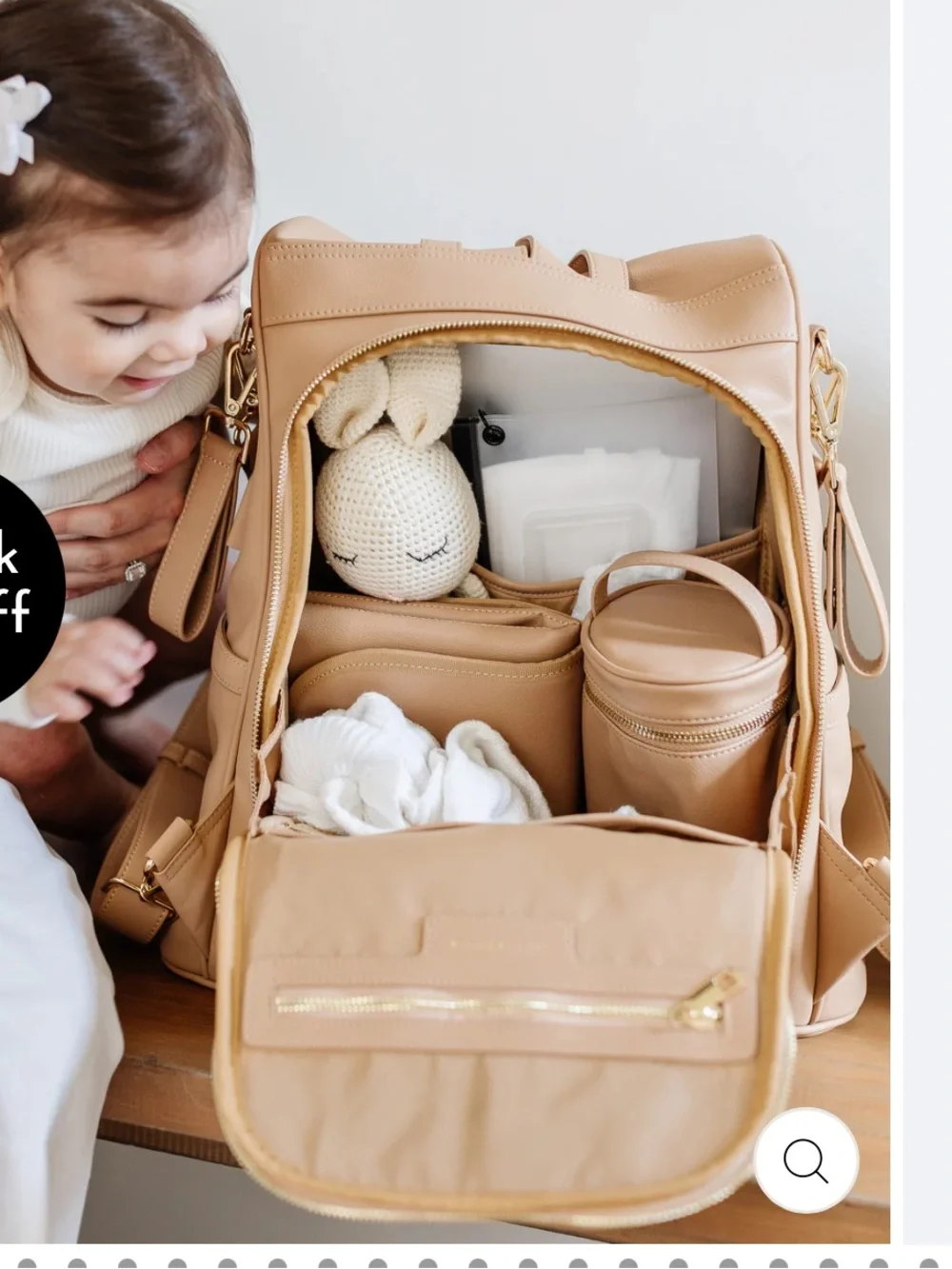 Mia and Sophia backpack diaper bag Tan Leather Convertible Backpack with pouch